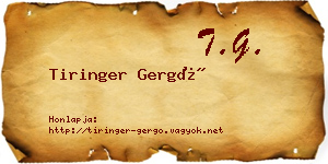 Tiringer Gergő névjegykártya